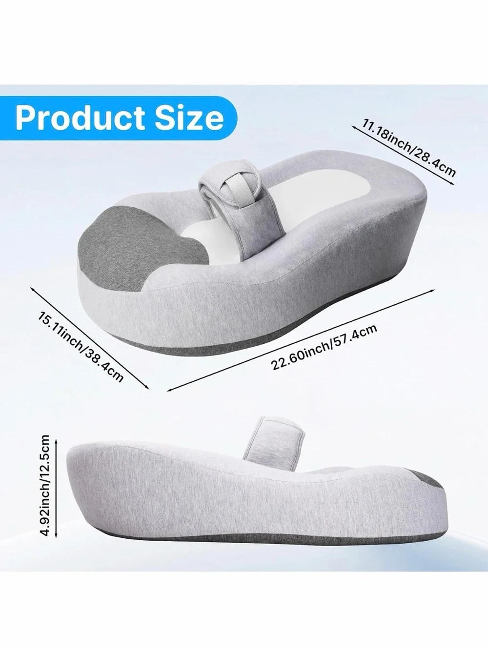 Baby👶🏻Nursing🤱🏻Pillow - Gray Infant👶🏻Lounger with Safety Strap